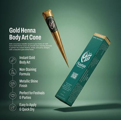 gold henna 1 Gold Henna Cone